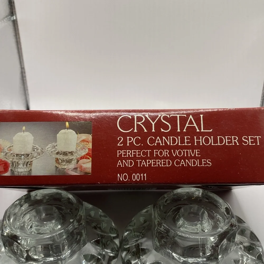 2 VTG Alco clear cut crystal candle holders